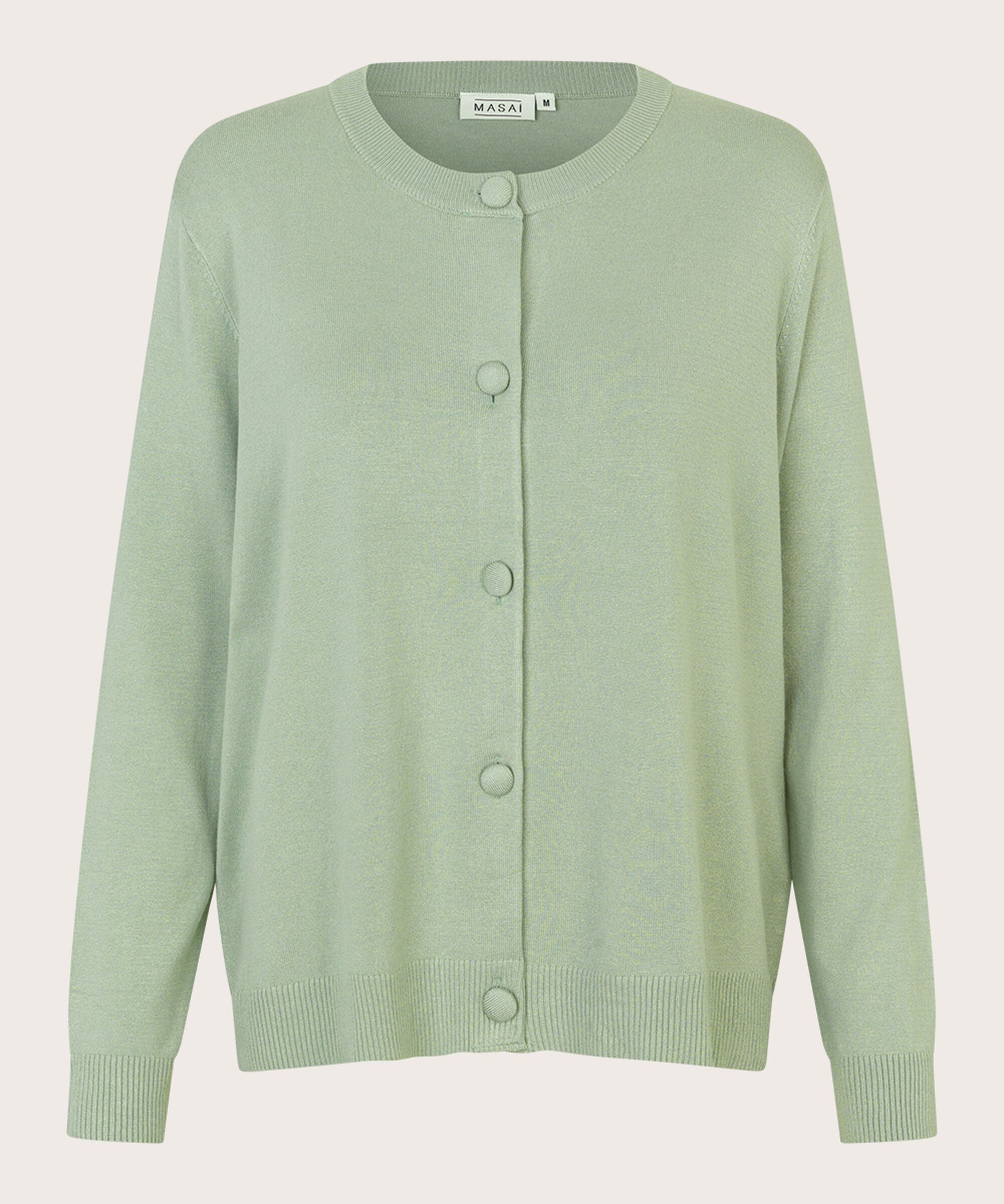 cardigan en maille fine à col rond, Frosty Green