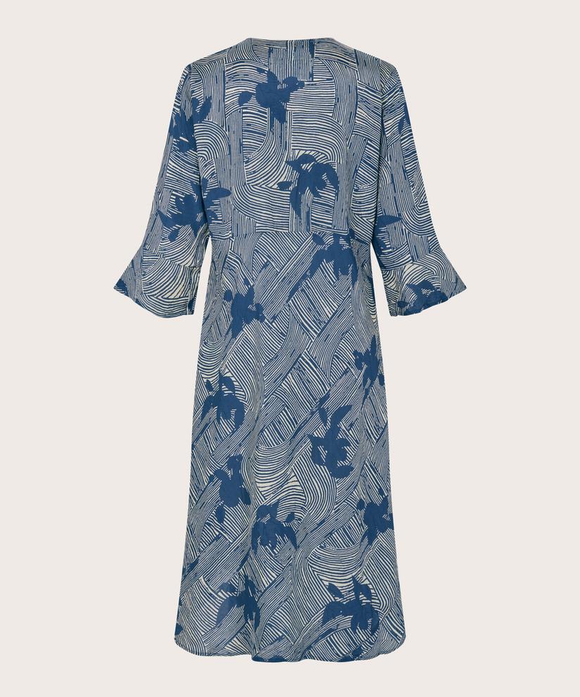 Robe En Viscose À Motifs Avec Manches Trompette, Sargasso Sea