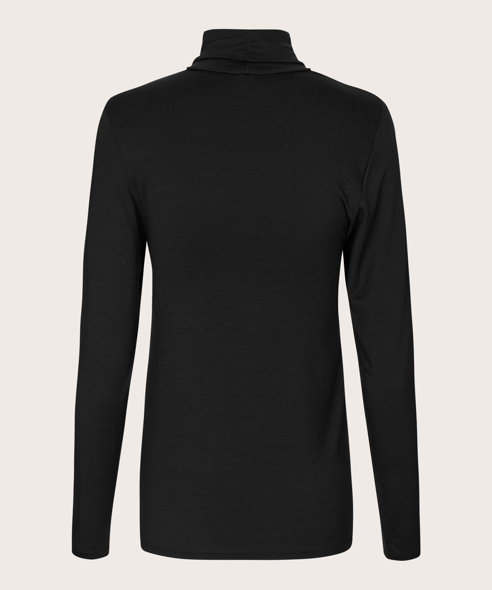 Blouse À Col Roulé En Jersey Doux, Black