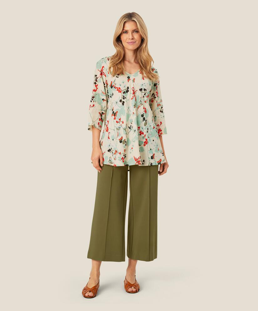 Top En Viscose À Motif À Manches Trois-quarts, Frosty Green