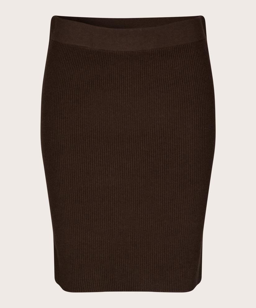 jupe courte en maille côtelée, Coffee Bean