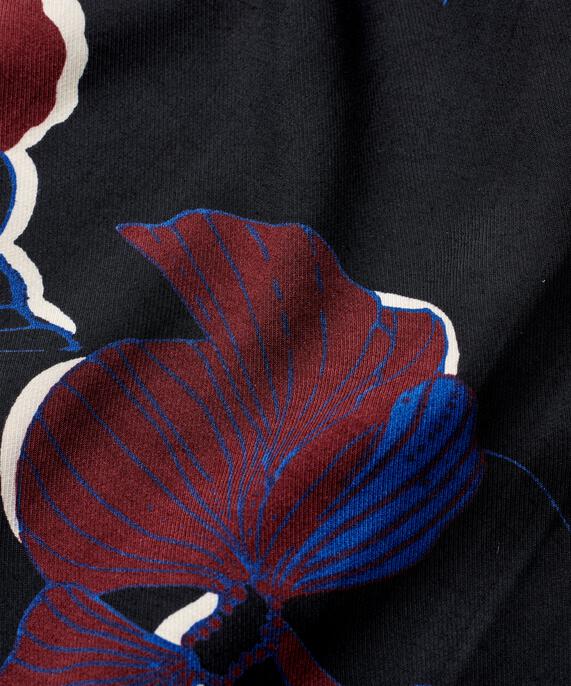 Top en viscose fleuri avec fente au niveau du cou, Tawny Port