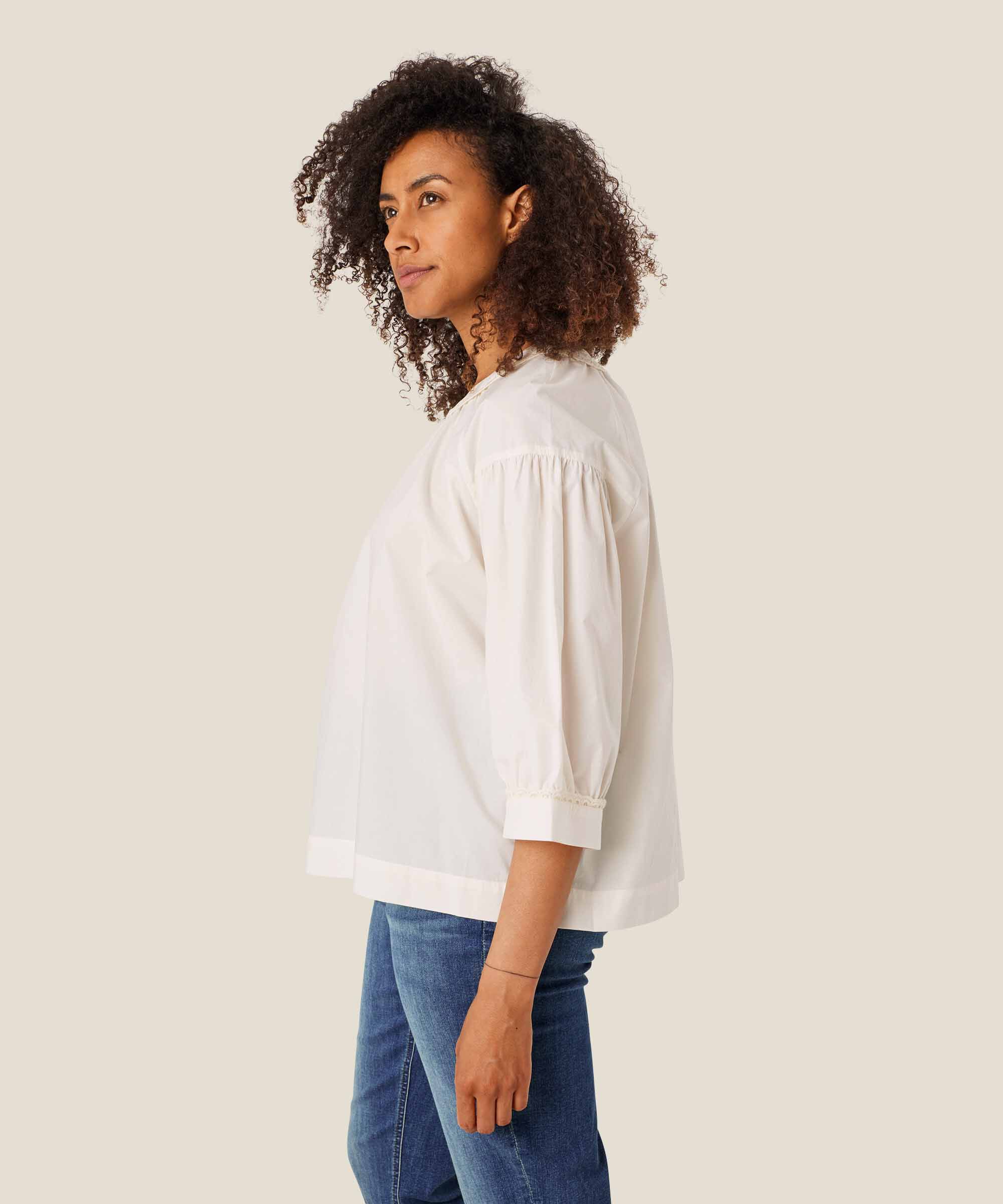 blouse en coton avec détails en dentelle, Jet Stream