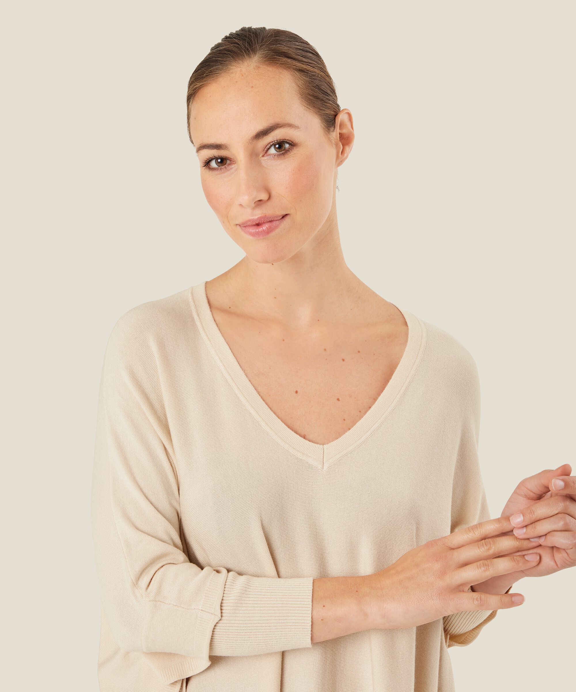 pull en maille oversize à manches étroites, Whitecap