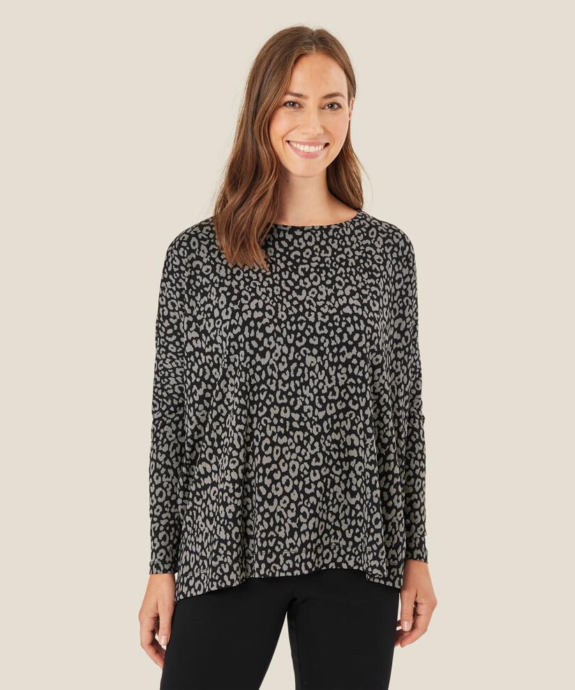 Top oversize en jersey imprimé, Steel Grey