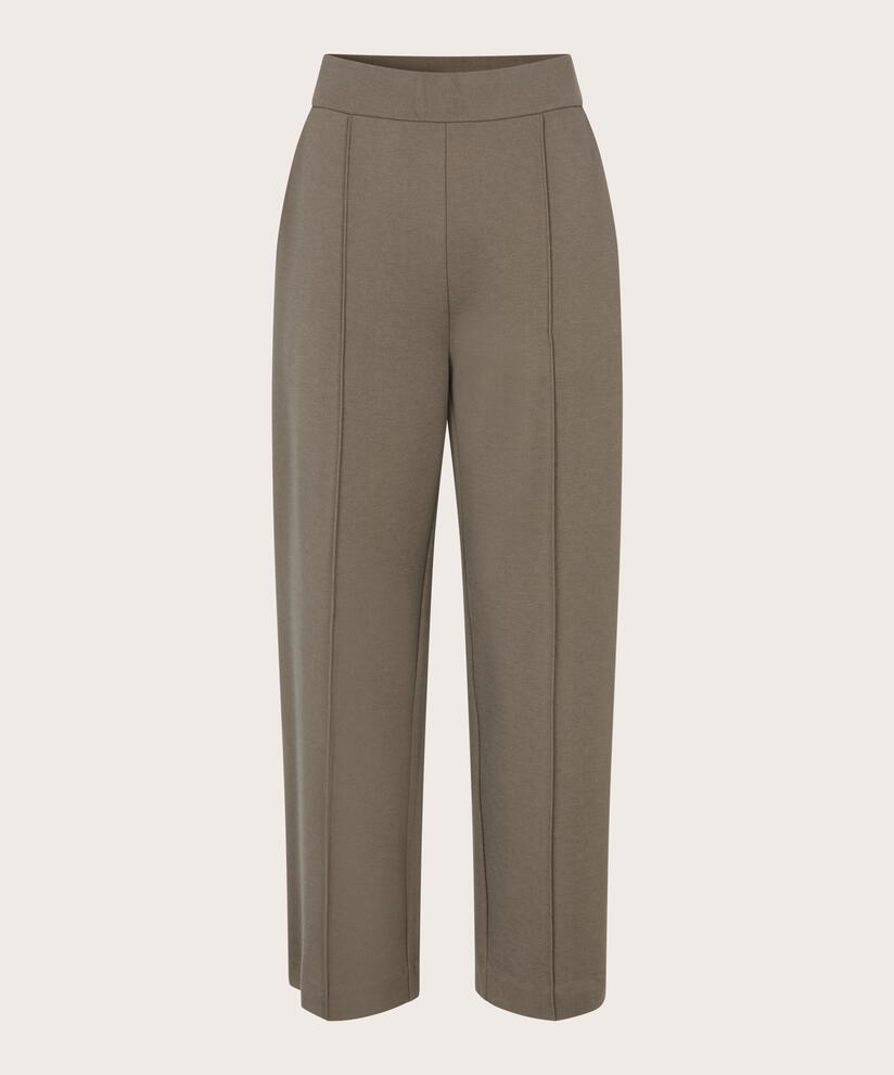 Pantalon En Jersey Avec Plis Cousus, Mink melange