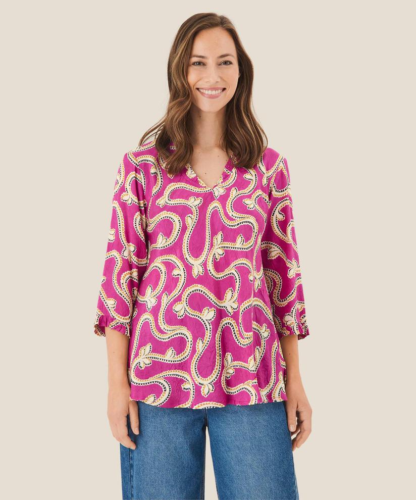Blouse en viscose avec détails à volants, Wild Aster