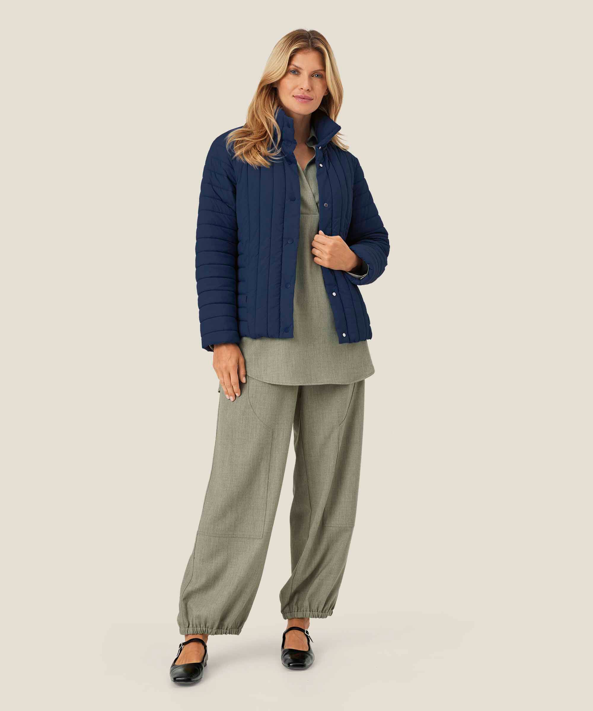 veste à col montant et poches fendues, Navy Blazer