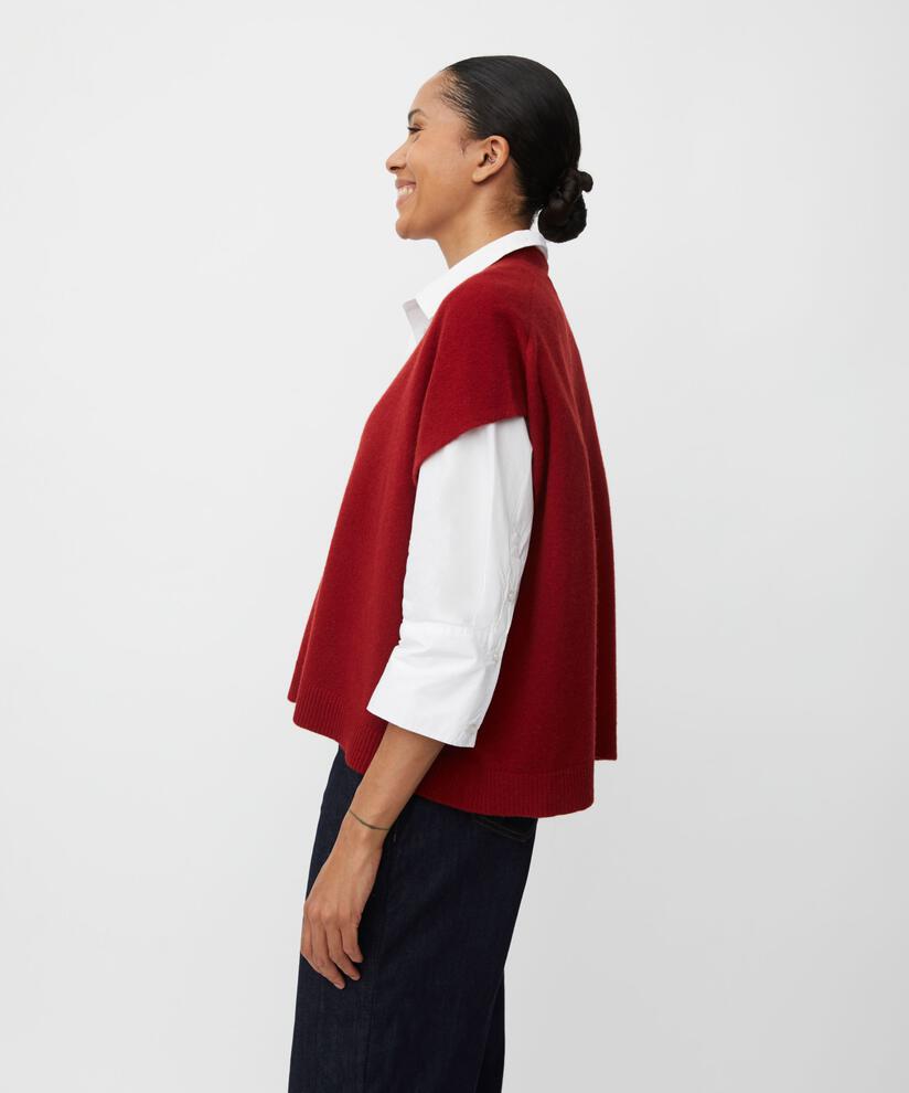 cardigan en laine à manches courtes, Red Dahlia