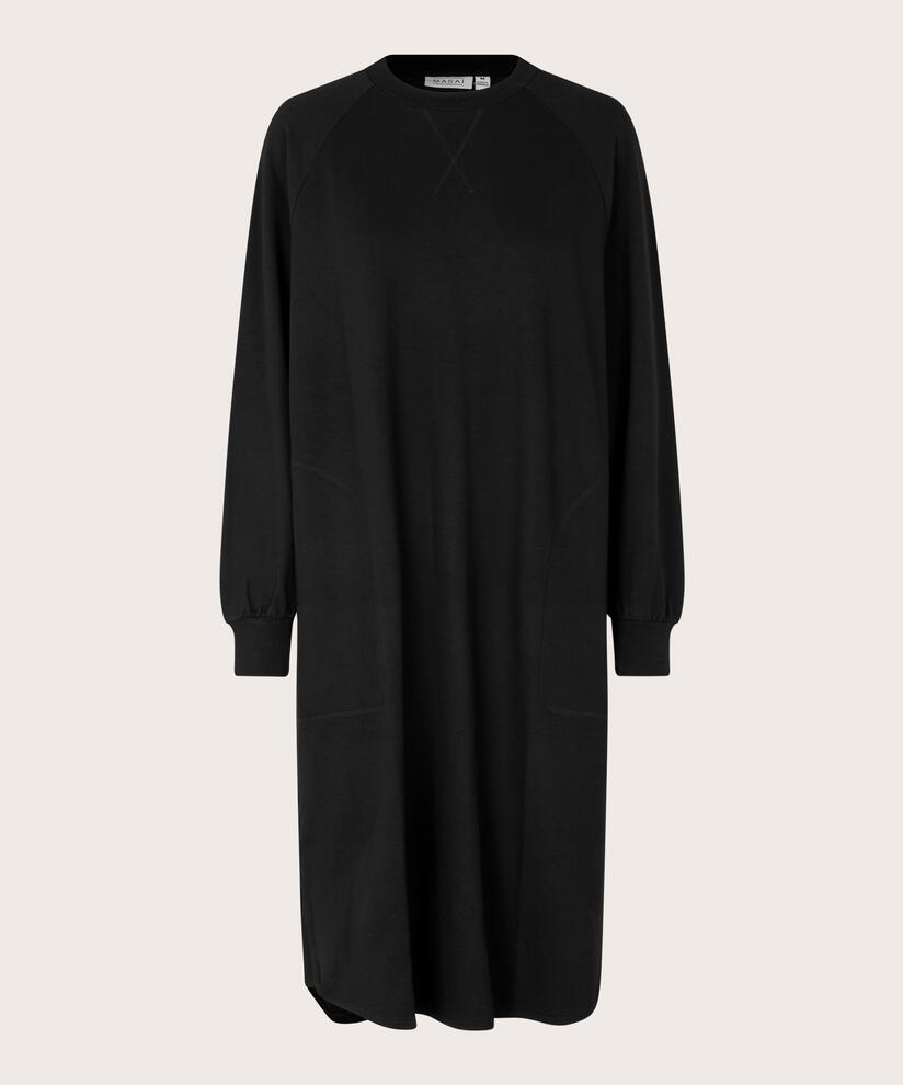 robe casual en jersey à col rond, Black