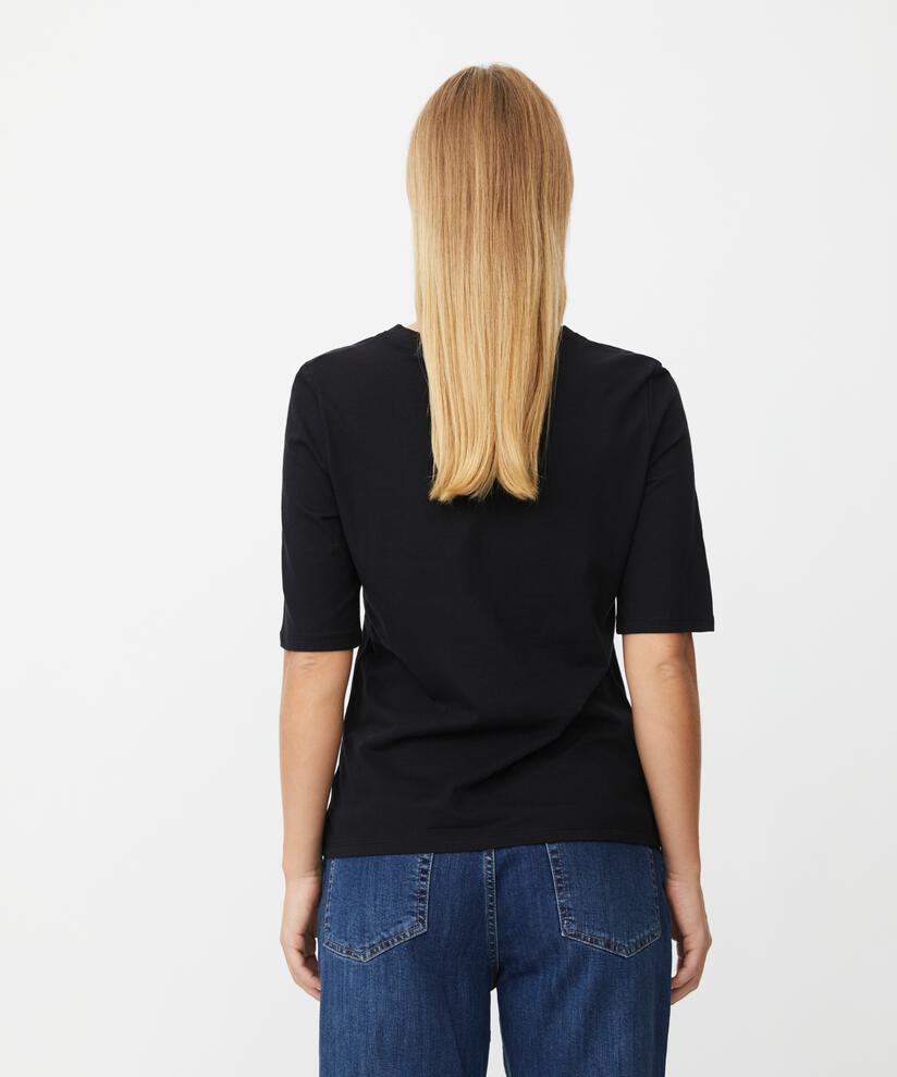 T-shirt à col en V et manches 1/2, Black