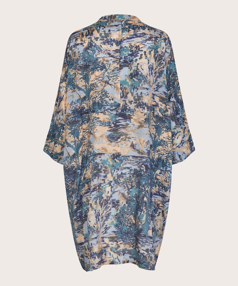 robe chemise à motif en viscose, Teal