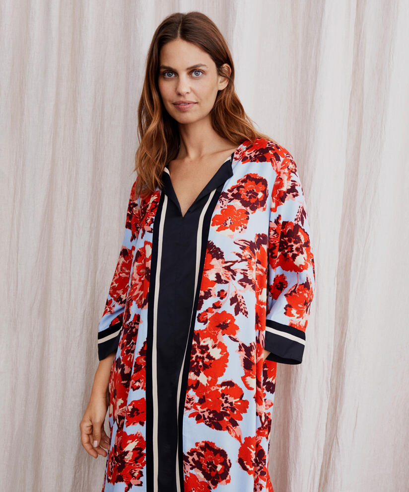 robe en viscose avec col en V et ceinture amovible, Orange com