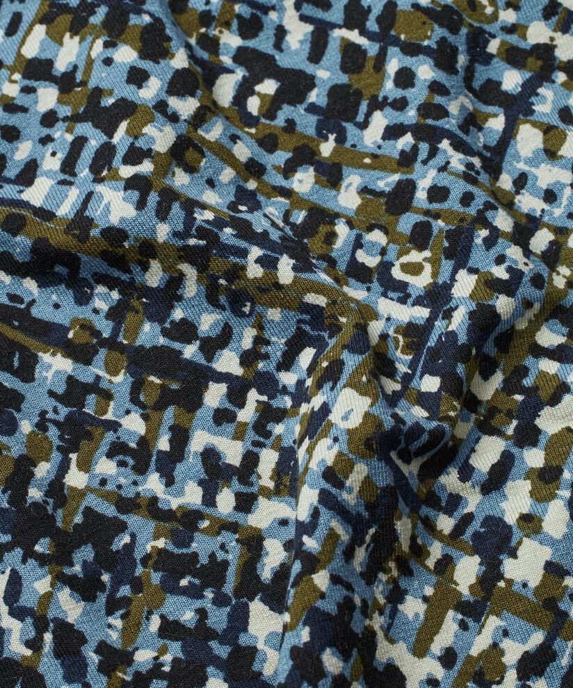 robe en jersey à motifs avec poches fendues et col en V, Proven Blue