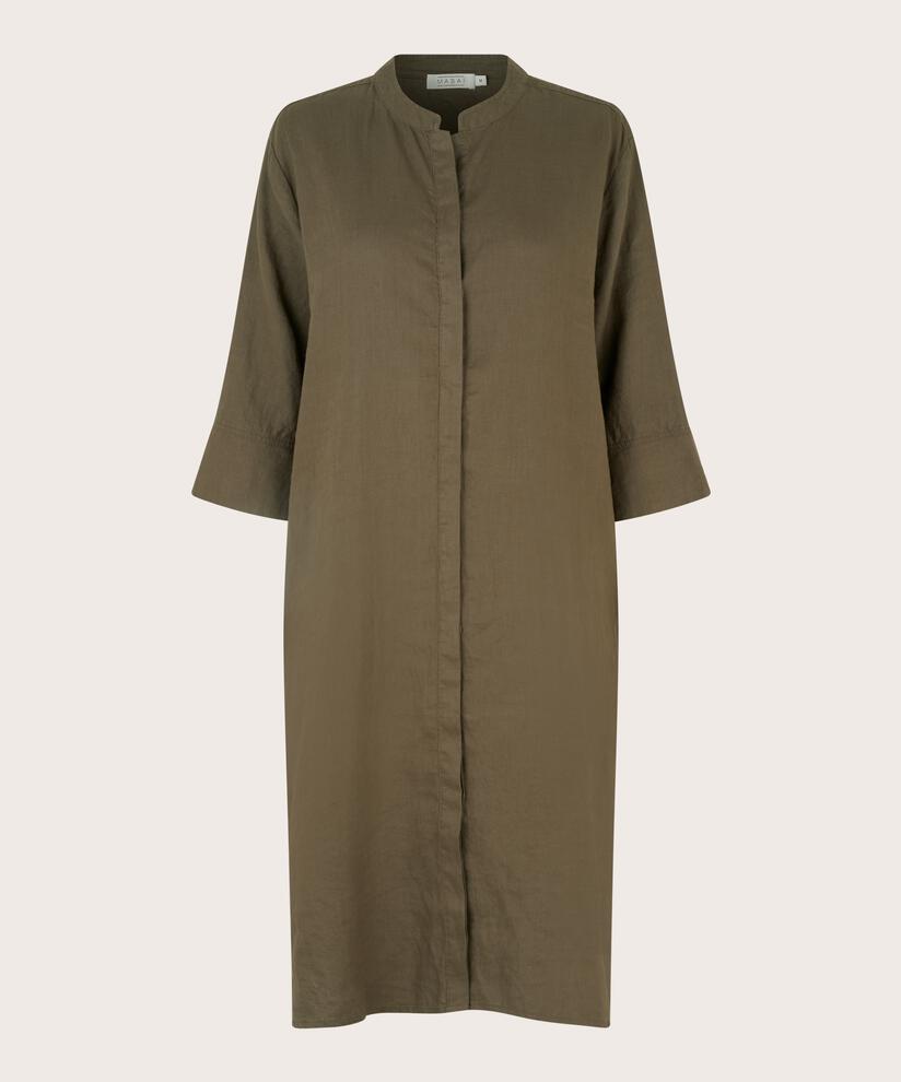 robe-chemise en lin avec manches trois-quarts, Crocodile