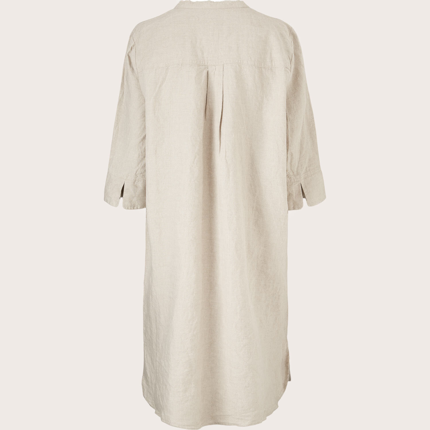 robe-chemise en lin avec manches trois-quarts, Natural