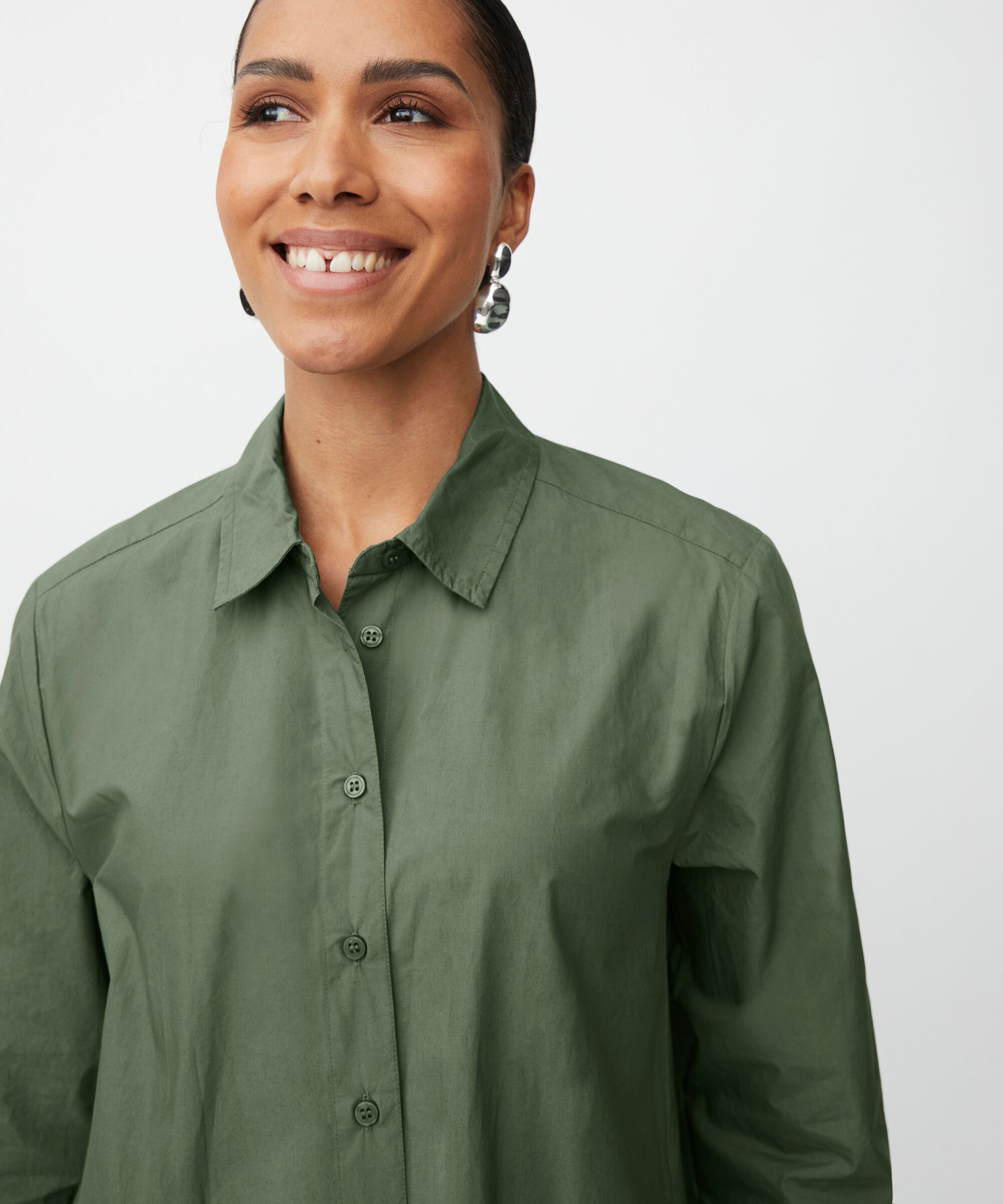 chemise en coton avec dos plus long, Duck Green