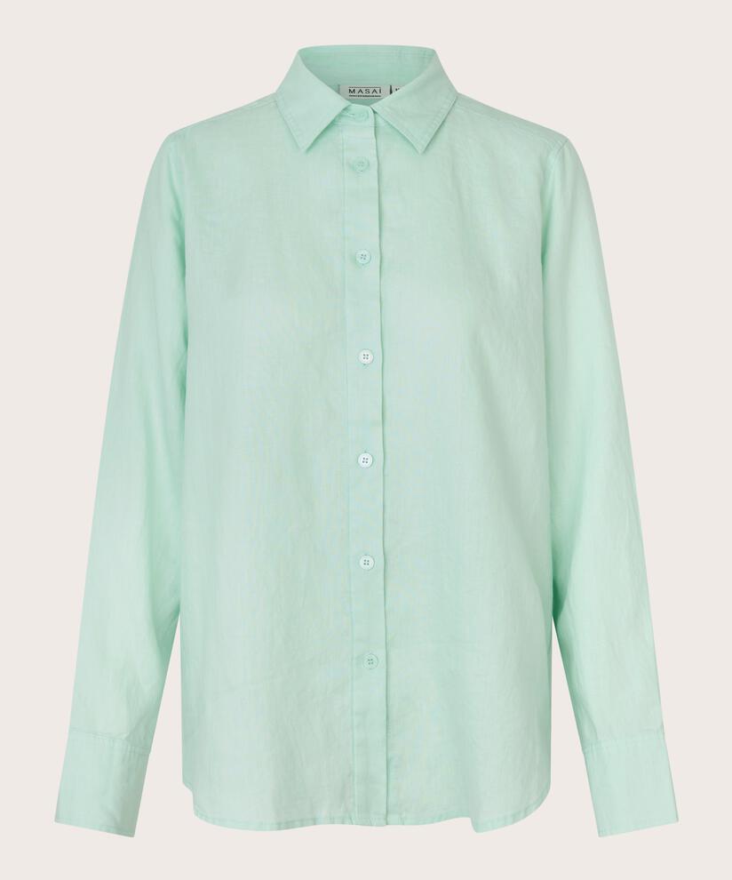 chemise en lin à manches longues, Dusty Aqua