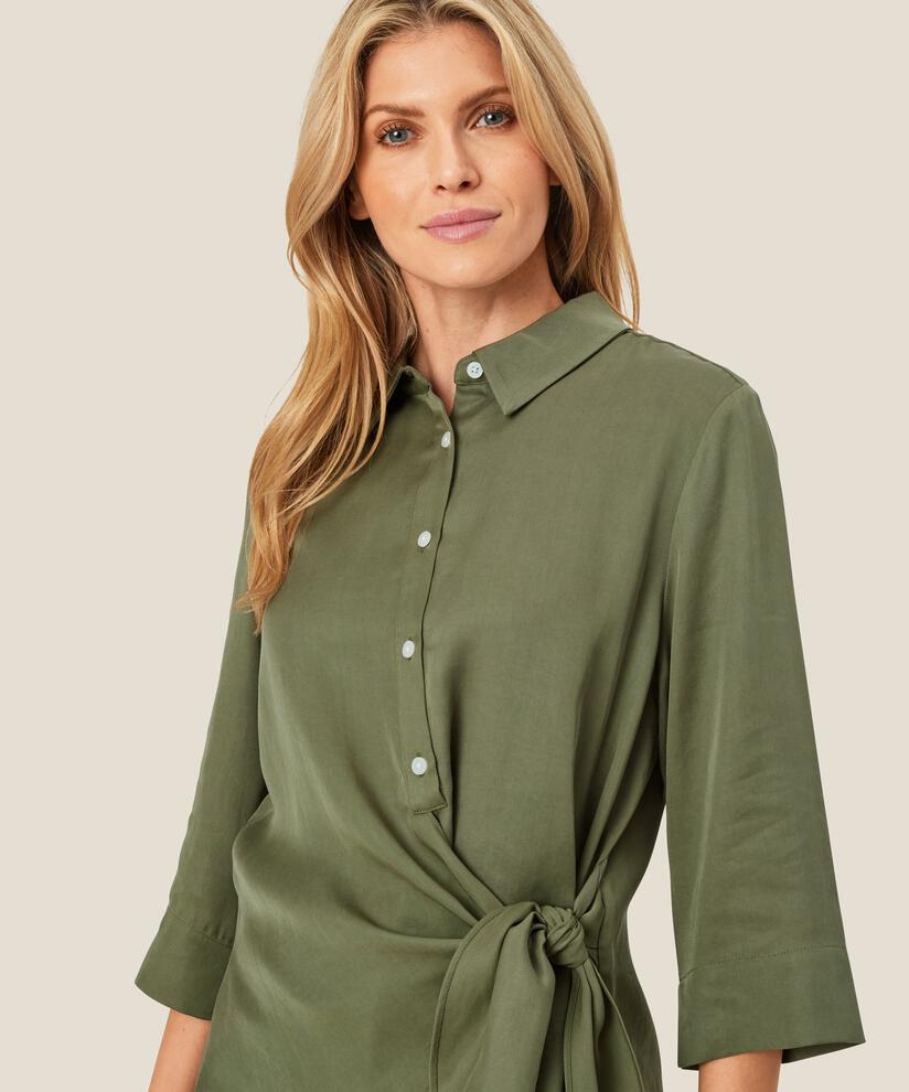 chemisier chemise avec détail de lien asymétrique, D. Lichen Green