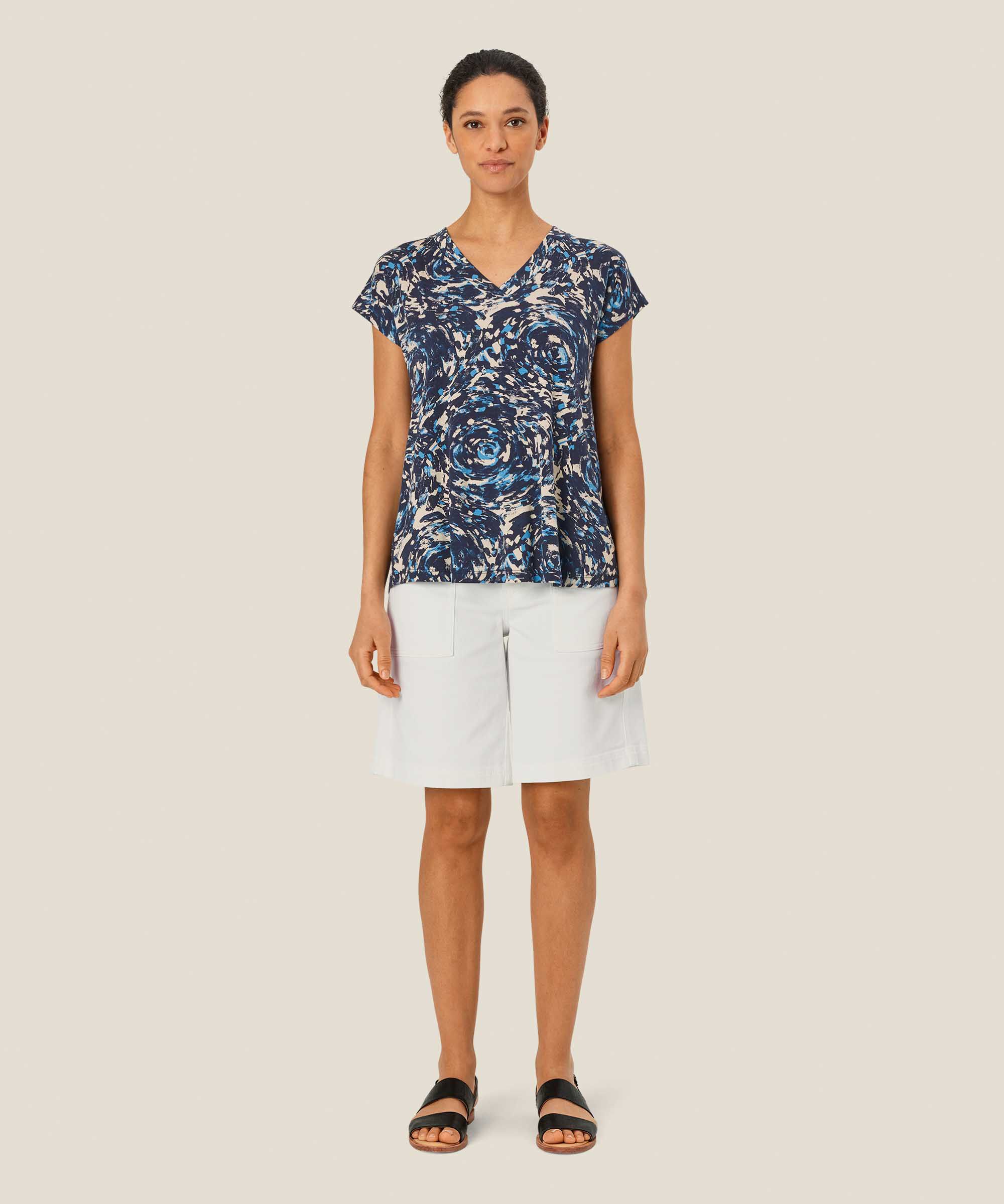 short en jean avec poches décoratives et boutons-pression, White