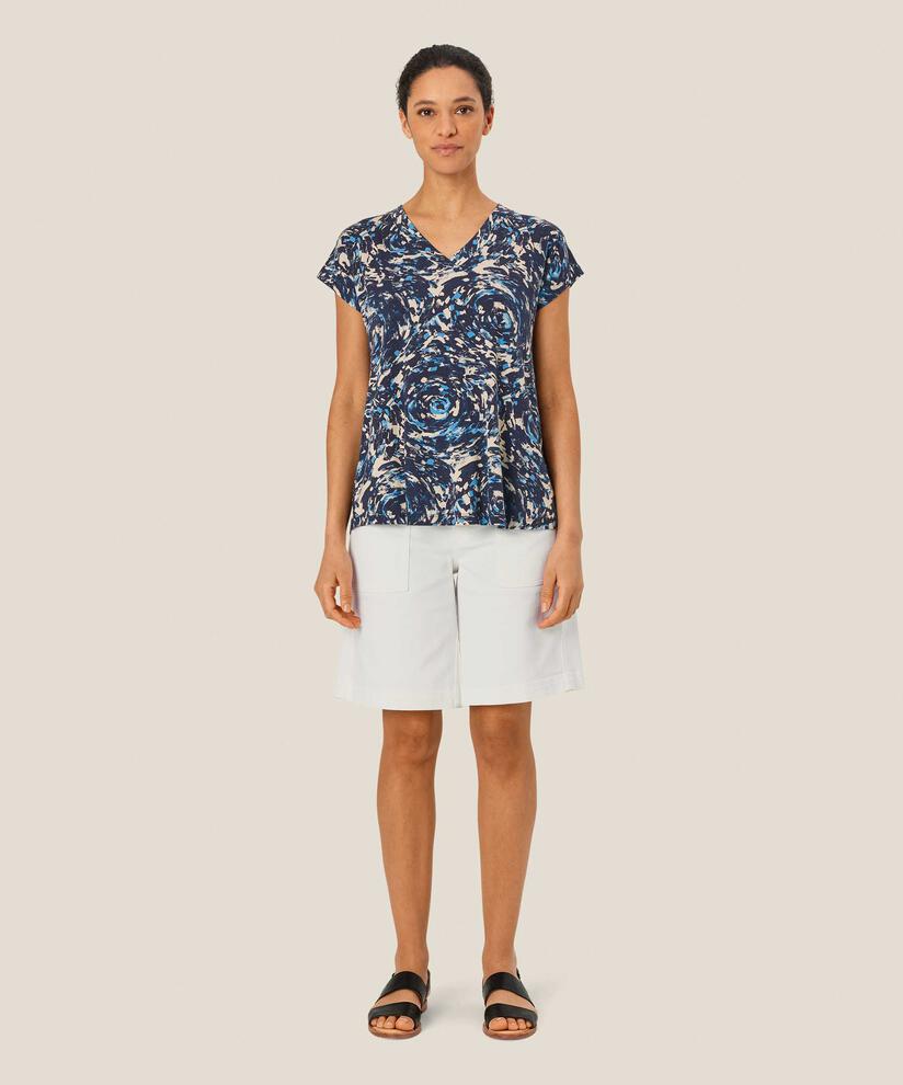 short en jean avec poches décoratives et boutons-pression, White