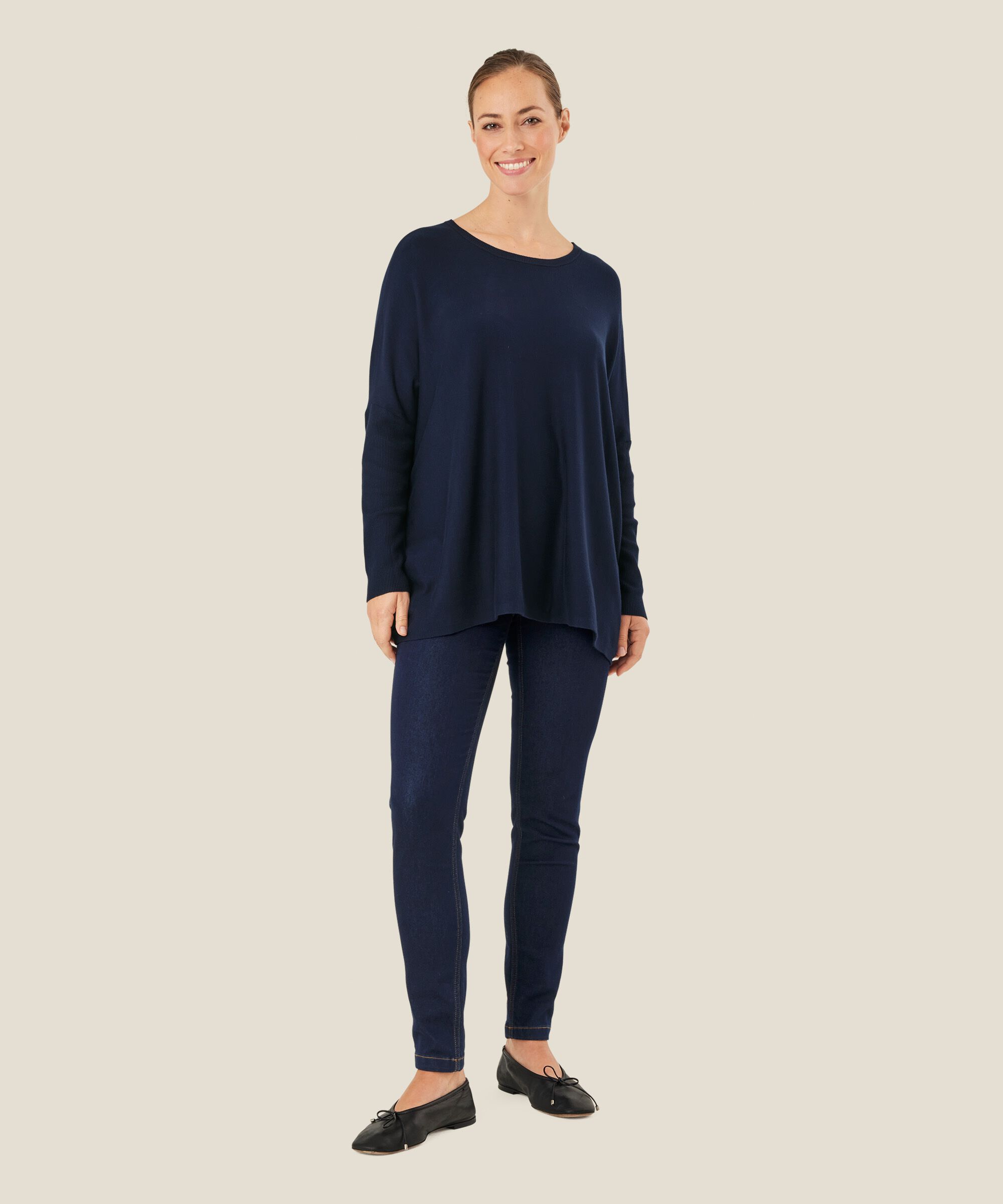 Pull Oversize À Manches Étroites, Navy