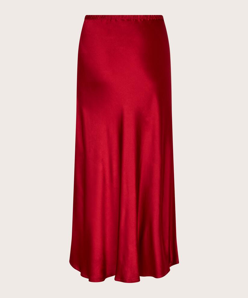 jupe en satin avec élastique étroit à la taille, Red Dahlia