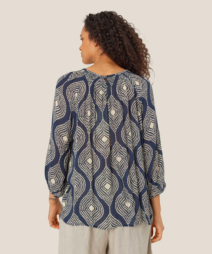 blouse en viscose avec détail smocké dans le cou, Mood Indigo