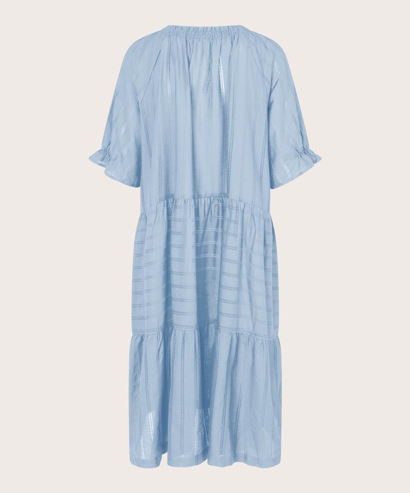 robe en coton à motif troué avec un bouton au cou, Cel Blue