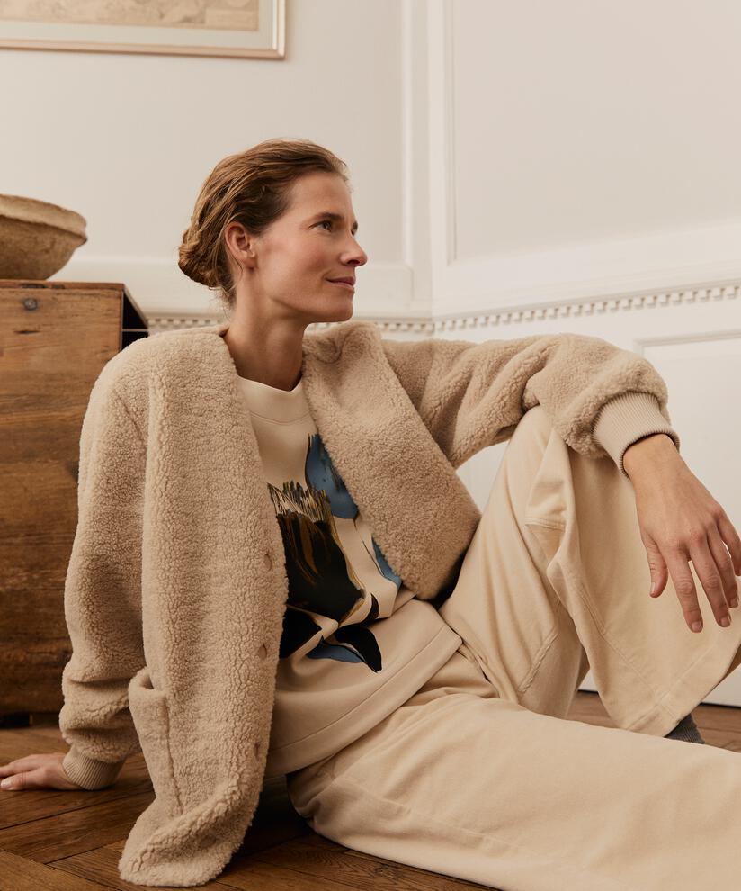 Veste Courte En Polaire Teddy, Fog