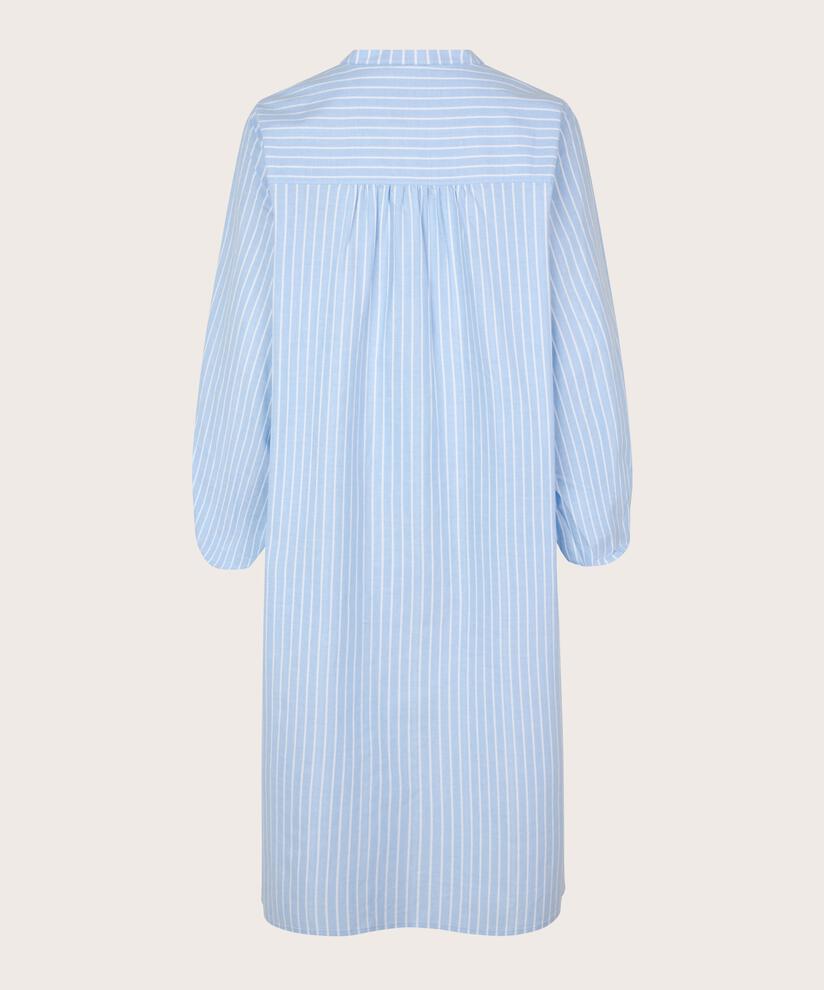 robe en coton rayé avec boutons, Blue Bonnet