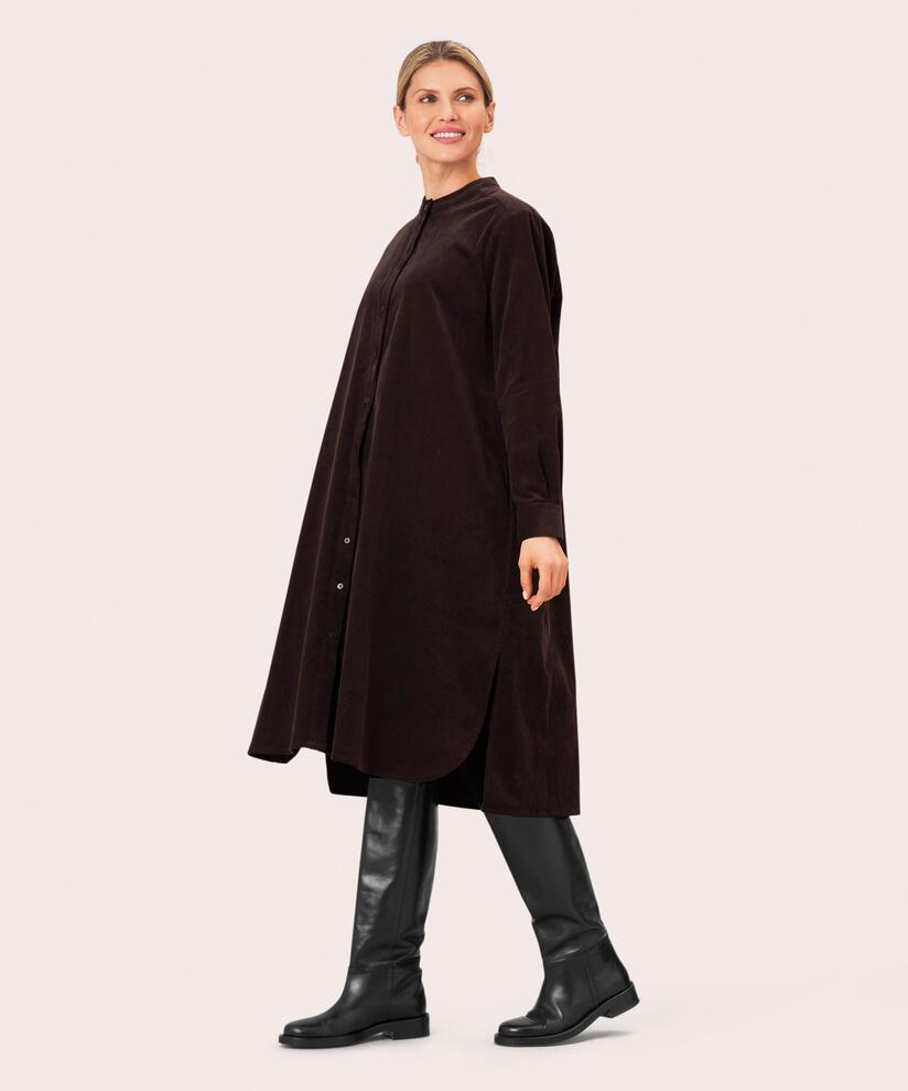 Robe chemise en velours avec poches fendues, Coffee Bean