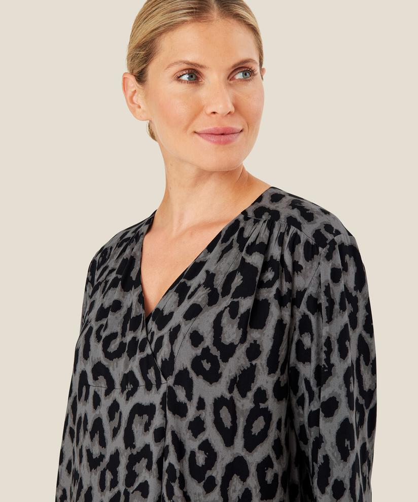 tunique en viscose à motif effet portefeuille, Steel Grey