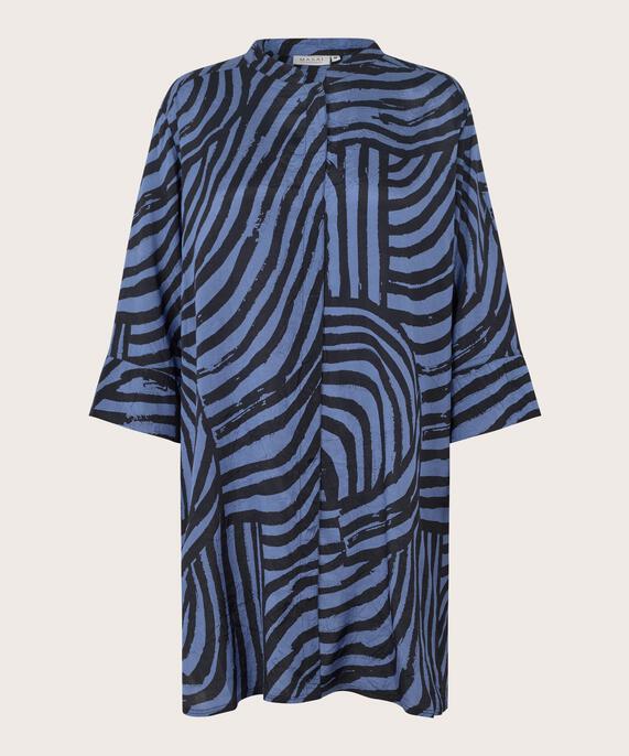 Chemise En Viscose Imprimée Avec Fente Latérale, Bijou Blue