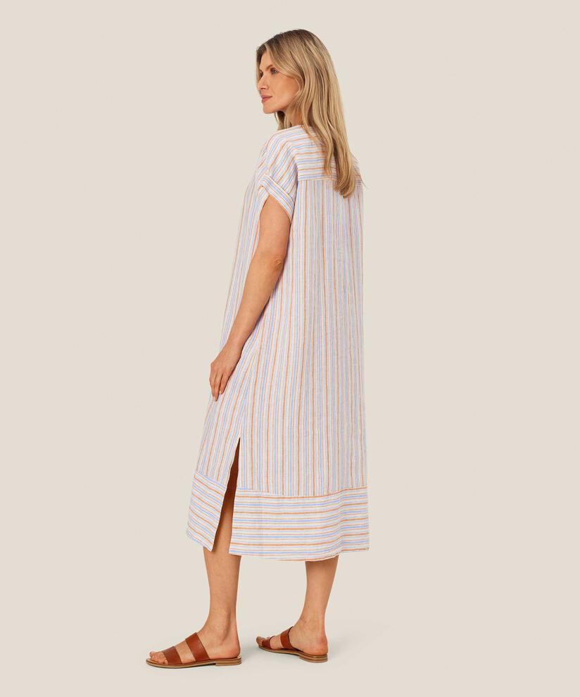 robe en lin rayée avec fente au niveau du cou, Inca Gold