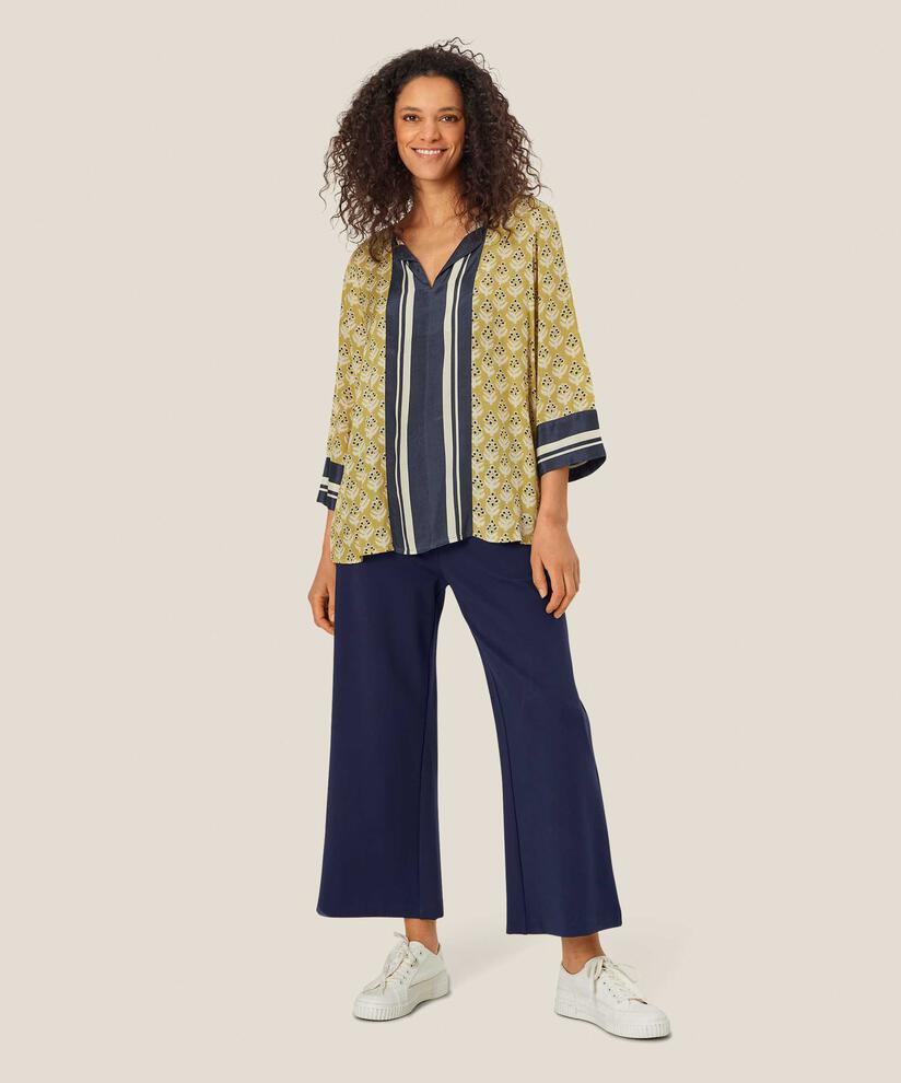 blouse en viscose imprimée avec fente au cou, Burnish Gold