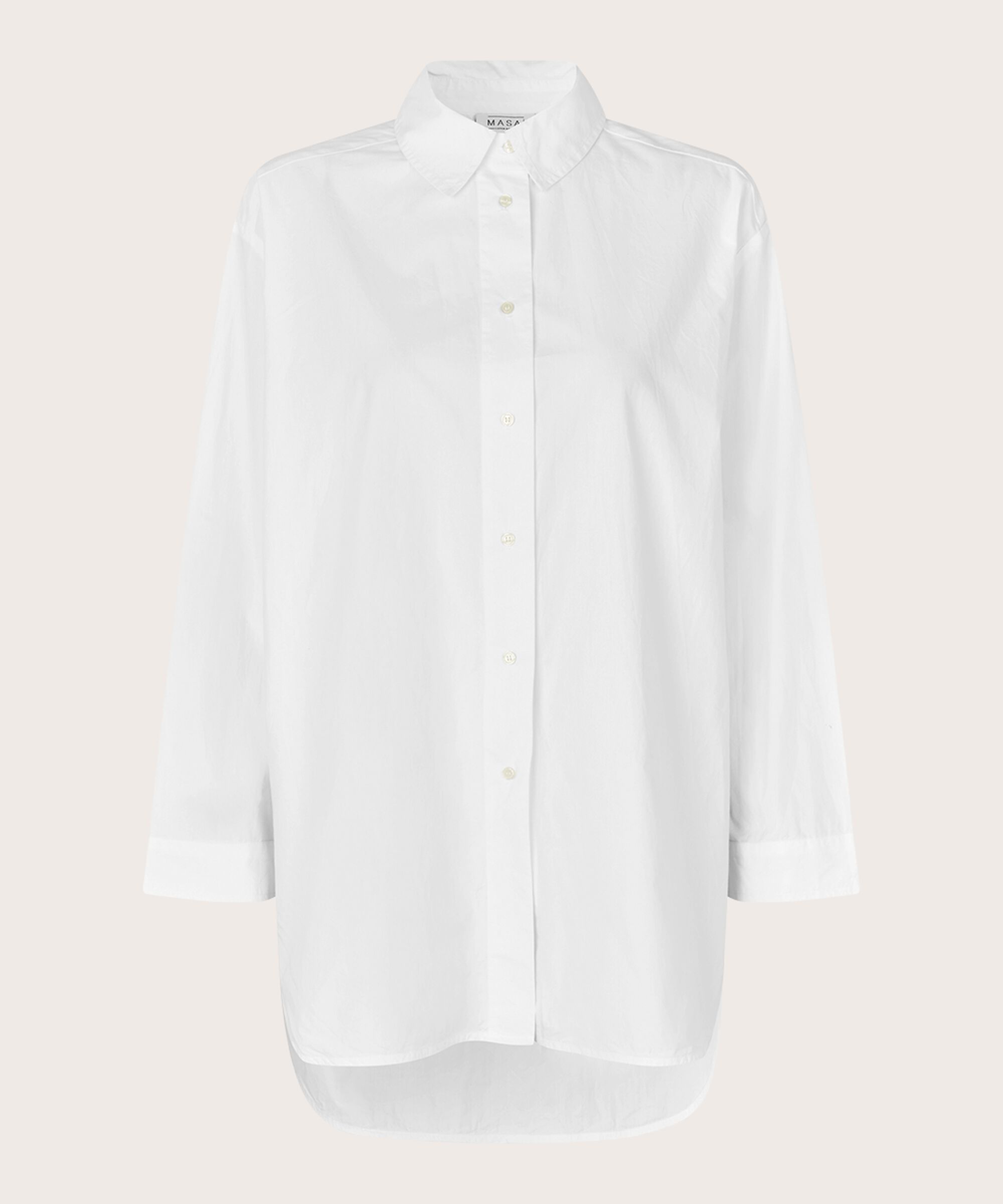 Chemise Classique En Coton À Bords Arrondis, White