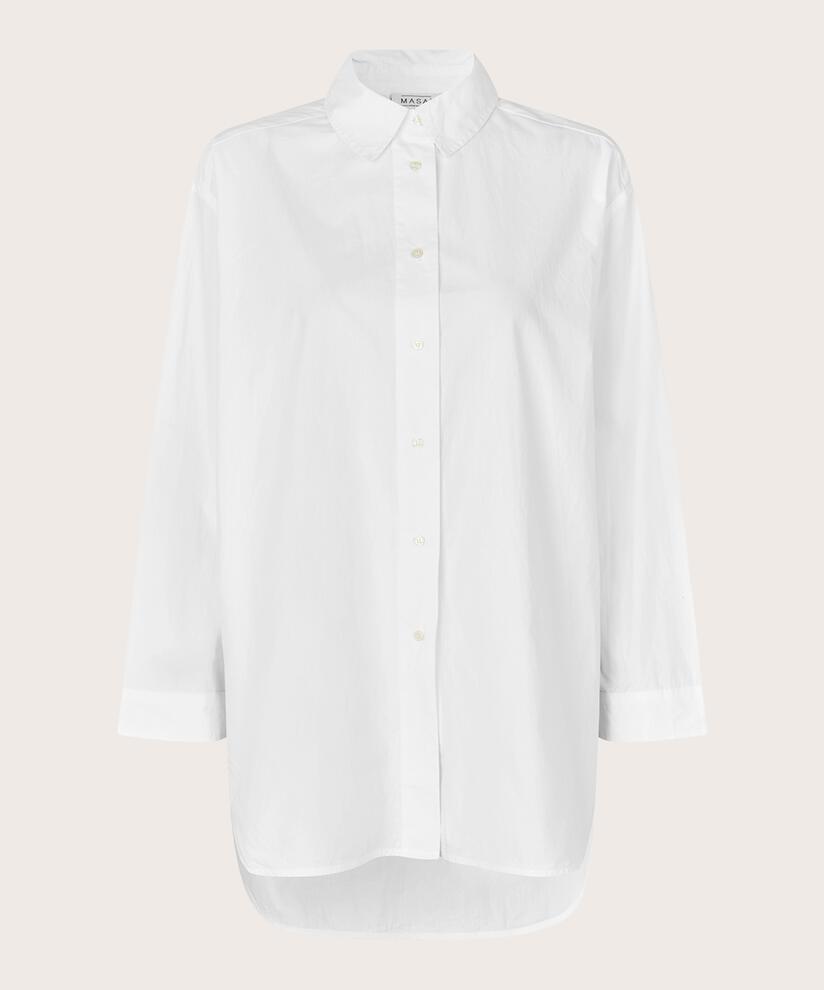 Chemise Classique En Coton À Bords Arrondis, White