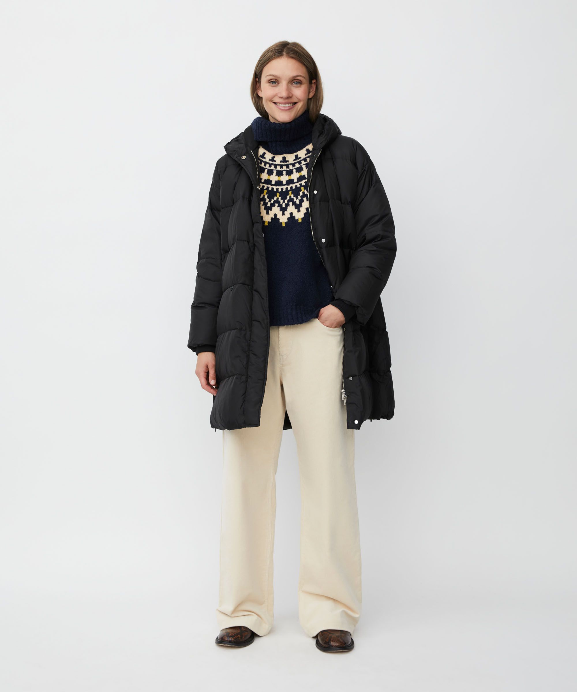 Manteau En Duvet Avec Capuche, Black