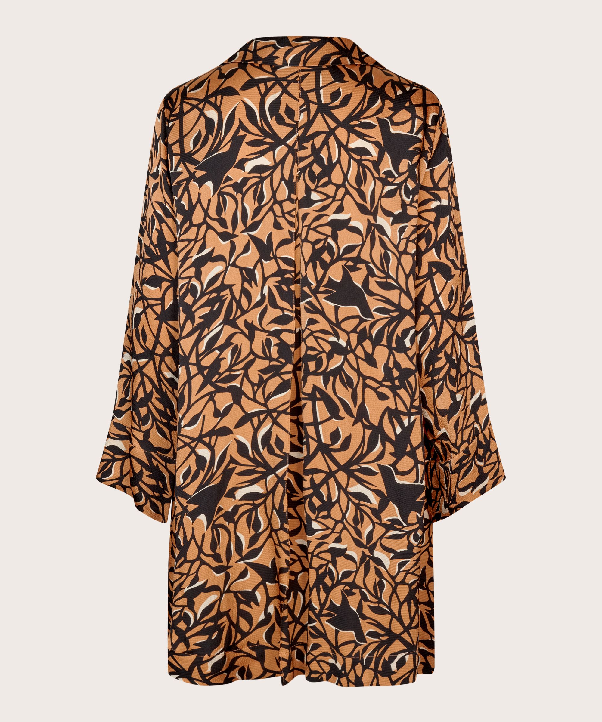 tunique en viscose imprimée à manches longues, Bisquit