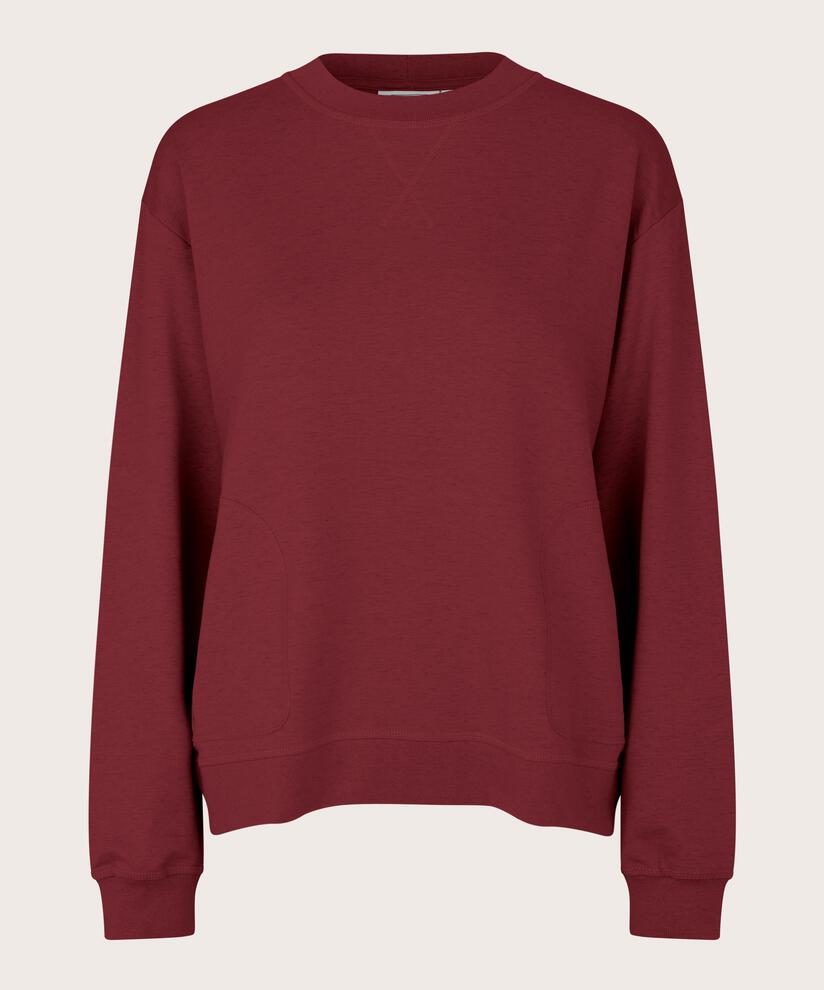 sweat-shirt à col rond en qualité douce, Tawny Port