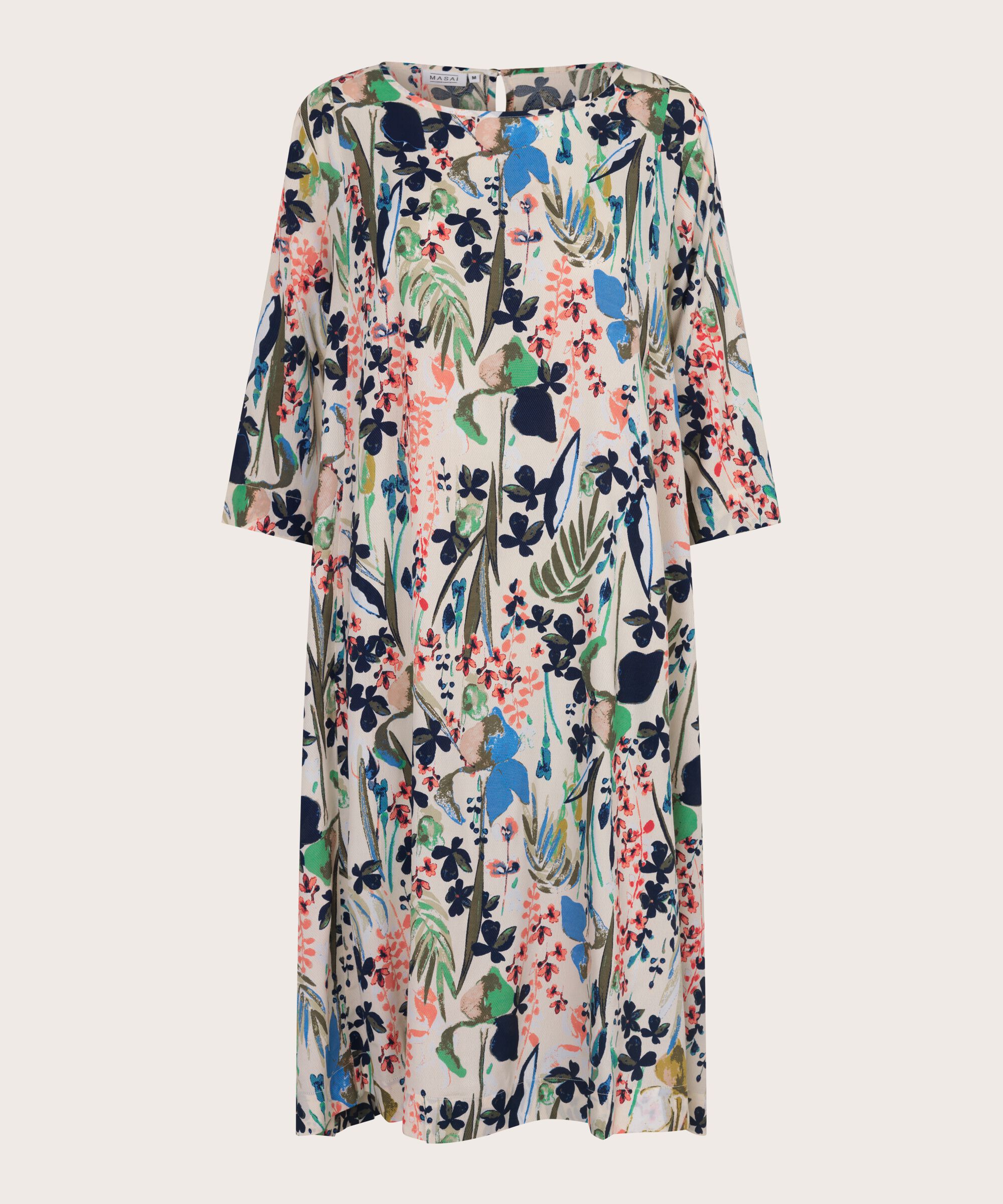 Robe En Viscose Avec Un Bouton Au Cou, Marina