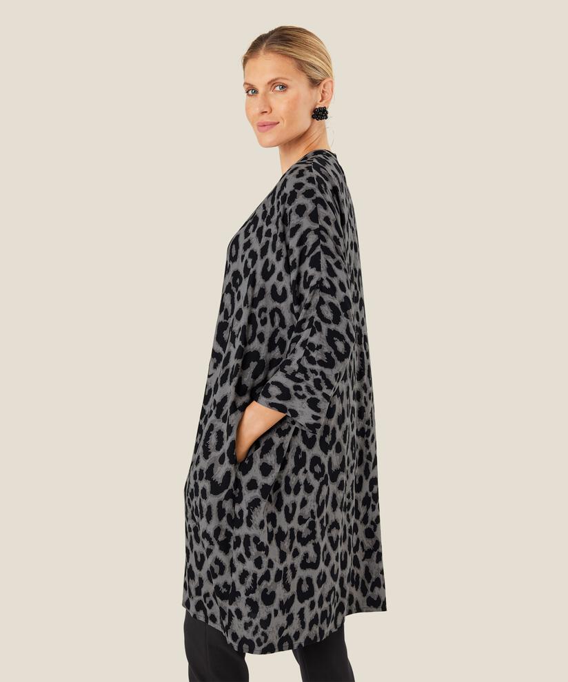 robe chemise à motif en viscose, Steel Grey