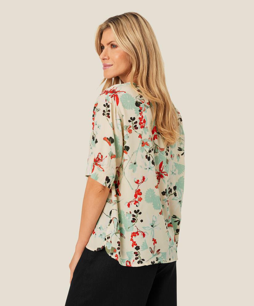 blouse en viscose imprimée à col v, Frosty Green