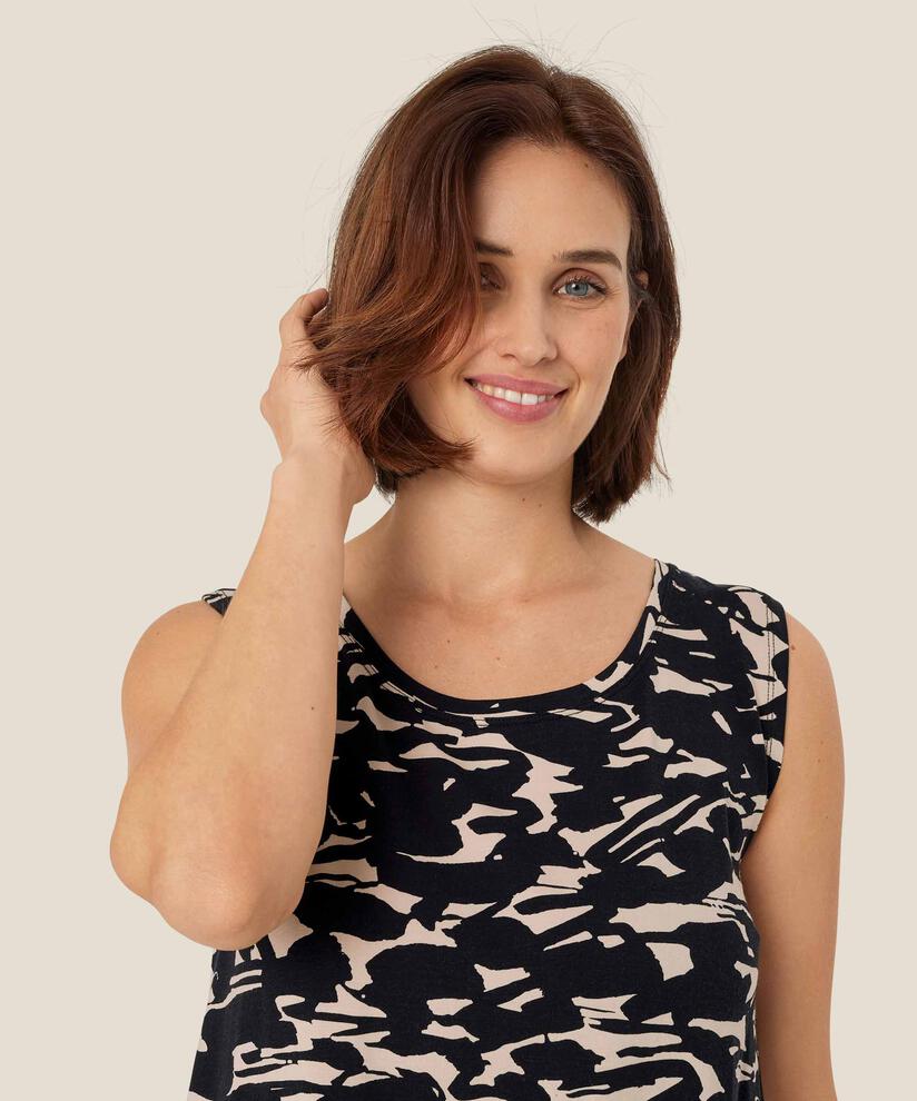 Top En Jersey Sans Manches À Col Rond, Black