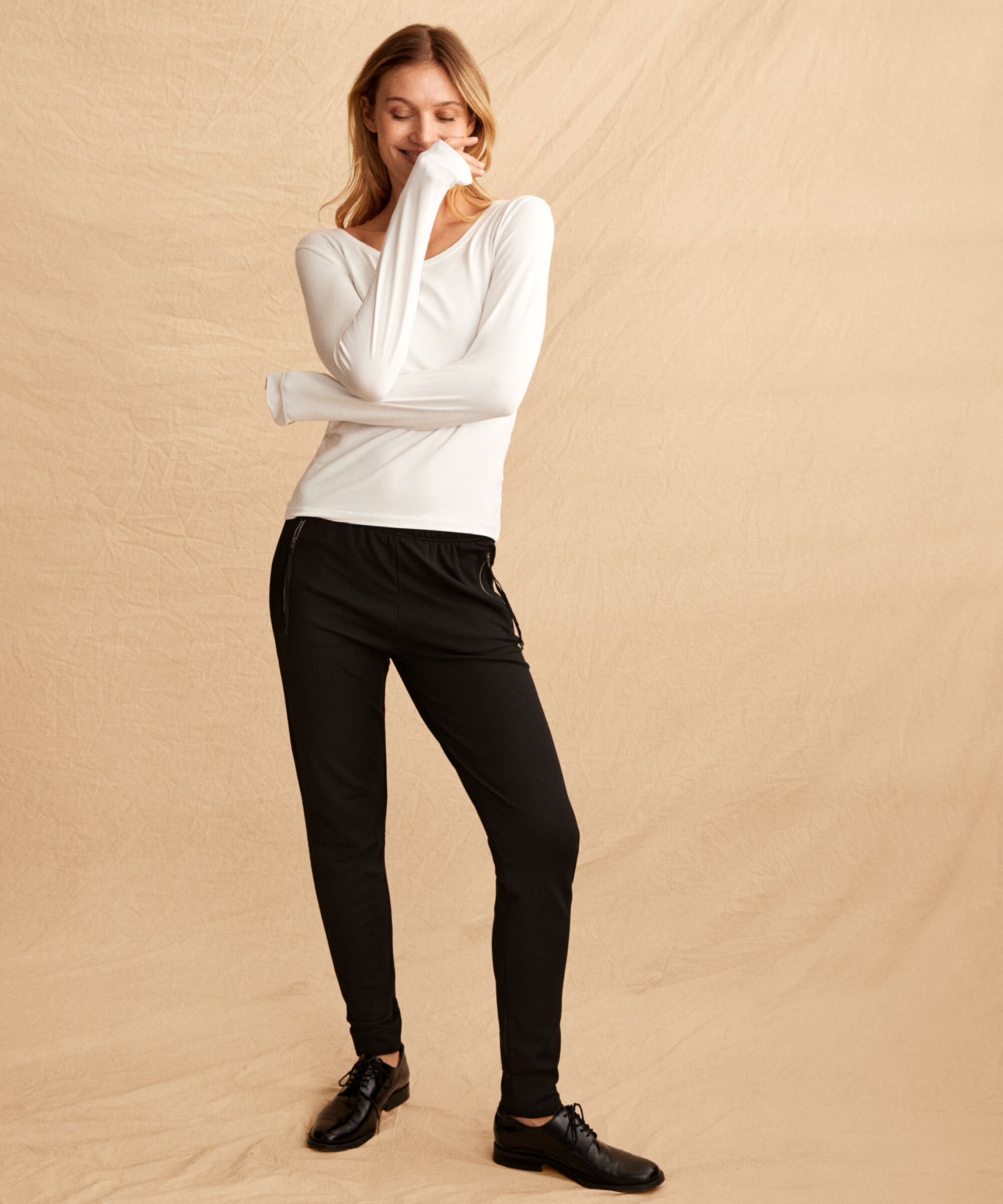 pantalon à la cheville en jersey, Black