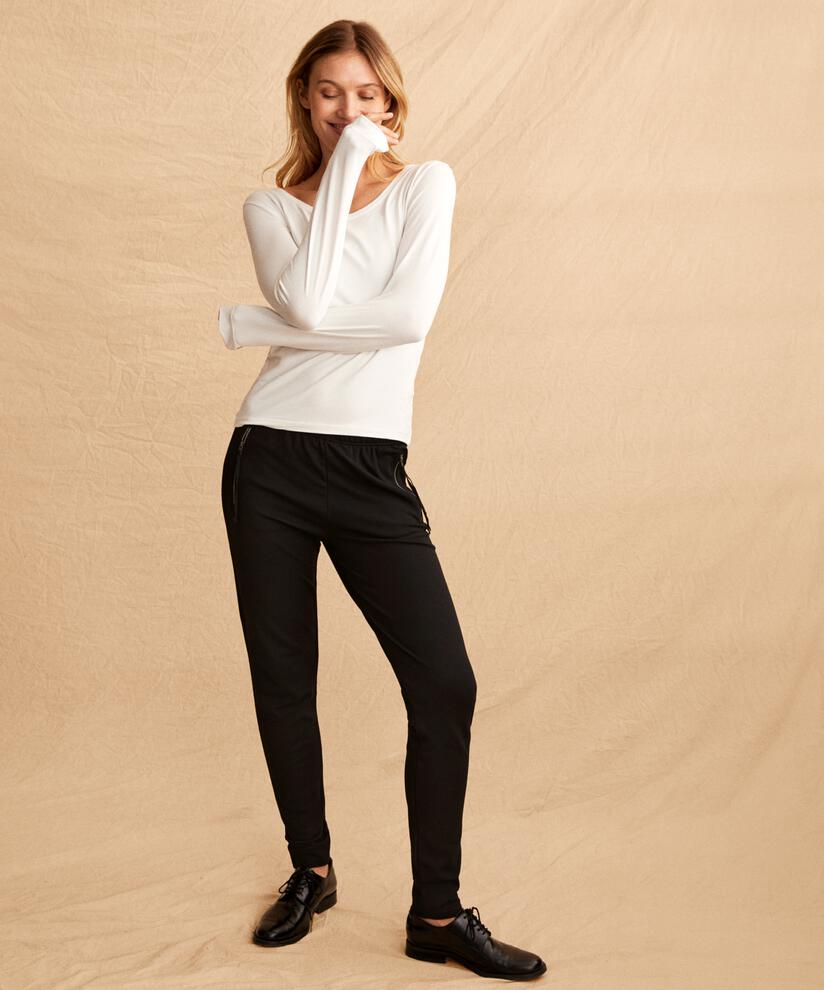 pantalon à la cheville en jersey, Black