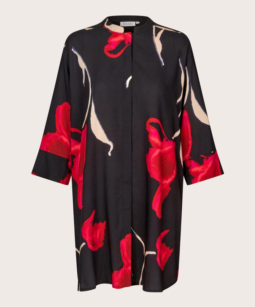 chemise en viscose imprimée avec fente latérale, Haute Red