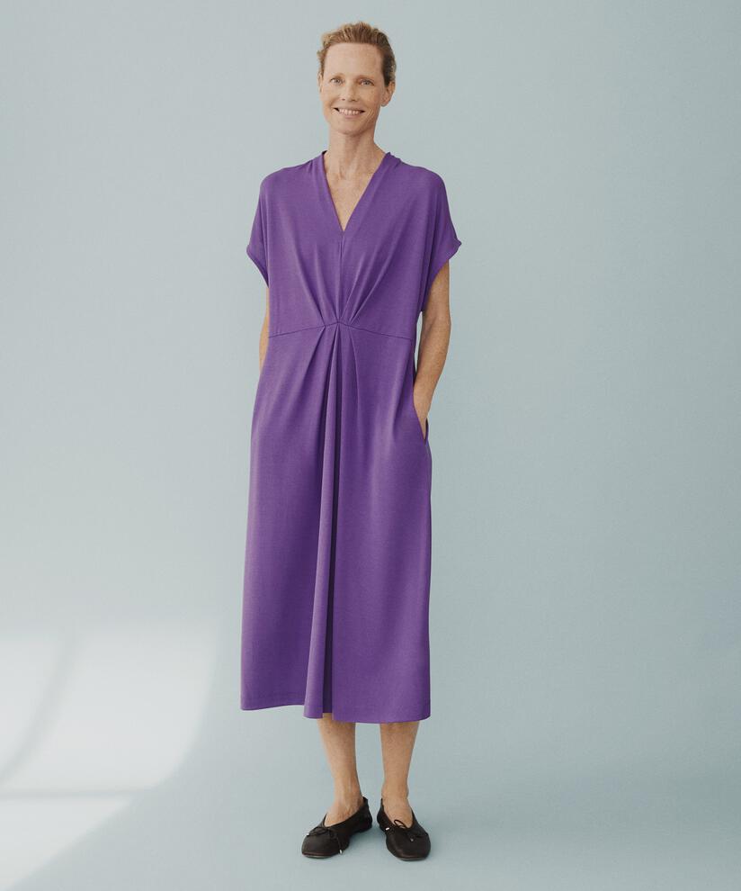robe en jersey avec détail froncé sur le devant, Meadow Violet