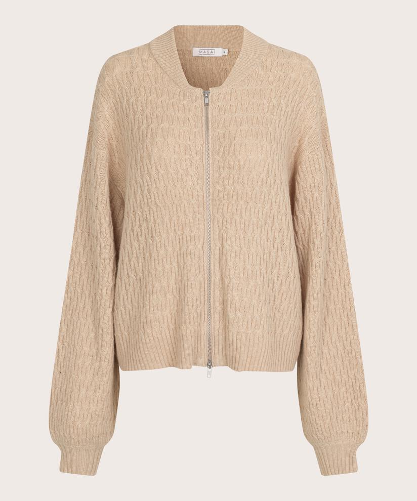 cardigan avec zip en laine mélangée, L beige mel